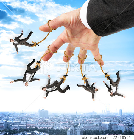 Businessmen hanging on strings like marionette Businessmen hanging on strings like marionette 22368505