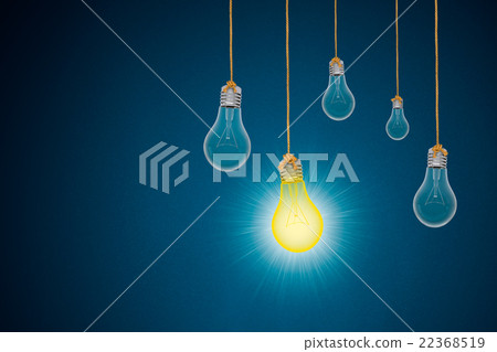 Idea concept with light bulbs on blue background - Stock Illustration ...