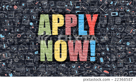 Apply Now on Dark Brick Wall. 22368587