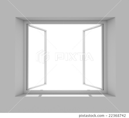 Open window on grey wall 22368742
