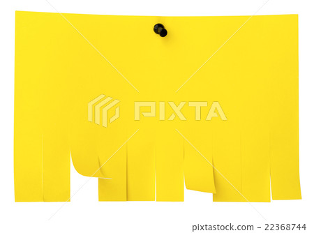 Yellow tear off paper notice on wall 22368744