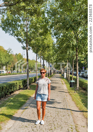 Woman walk along Andrassy Avenue in Budapest, Hungary. 22368878