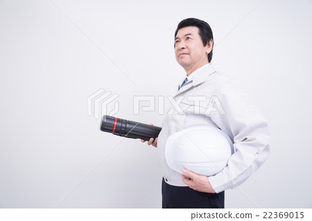 Male male worker (drawing case and helmet) Male male worker (drawing case and helmet) 22369015