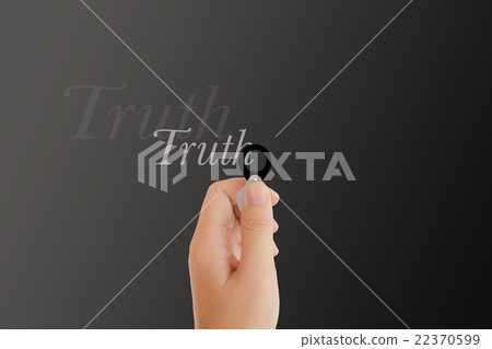Isolated hand with lens and text truth on dark platinum backgrou Isolated hand with lens and text truth on dark platinum backgrou 22370599