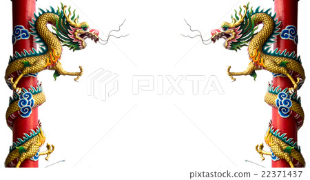 golden Chinese dragon on the red pole 22371437