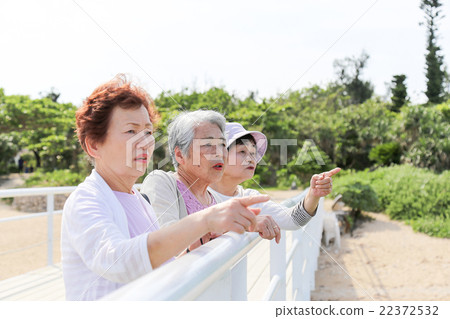 觀看從碼頭的年長婦女風景 22372532