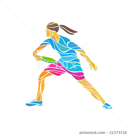 Female player is playing Ultimate Frisbee, vector 22373516