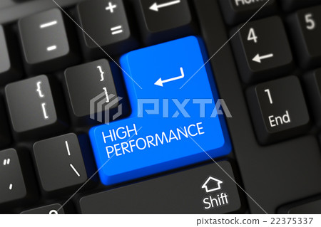 Blue High Performance Button on Keyboard. Blue High Performance Button on Keyboard. 22375337