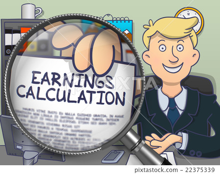 Earnings Calculation through Magnifier. Doodle 22375339