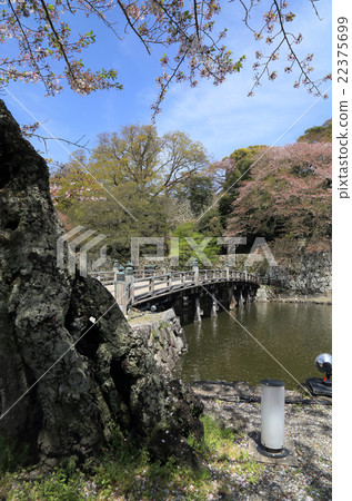 在彥根城堡的Uchibori的Otemon橋樑 在彥根城堡的Uchibori的Otemon橋樑 22375699