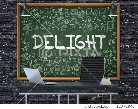 Hand Drawn Delight on Office Chalkboard. Hand Drawn Delight on Office Chalkboard. 22375846