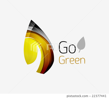 Leaf abstract icon made of waves - Stock Illustration [22377441] - PIXTA