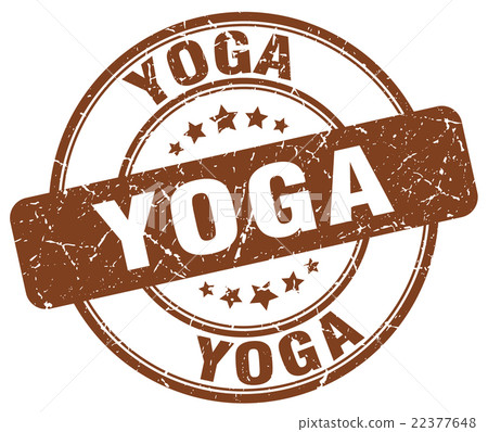 yoga brown grunge round vintage rubber stamp - Stock Illustration ...