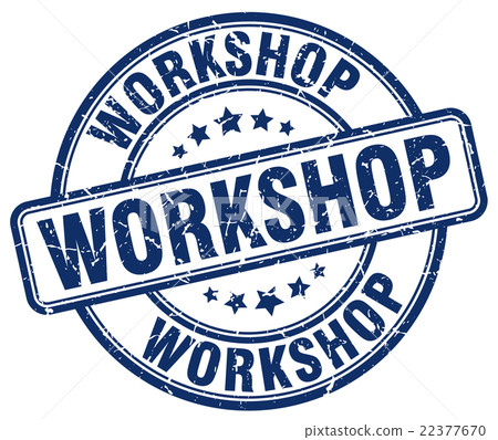 workshop blue grunge round vintage rubber stamp - Stock Illustration ...