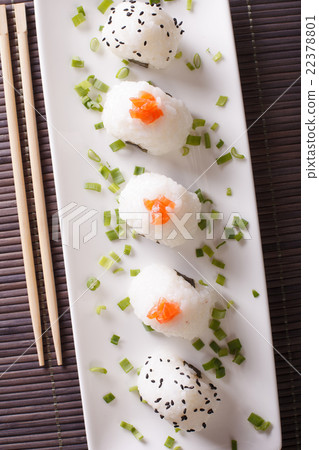 Japanese onigiri with salmon and sesame Japanese onigiri with salmon and sesame 22378801
