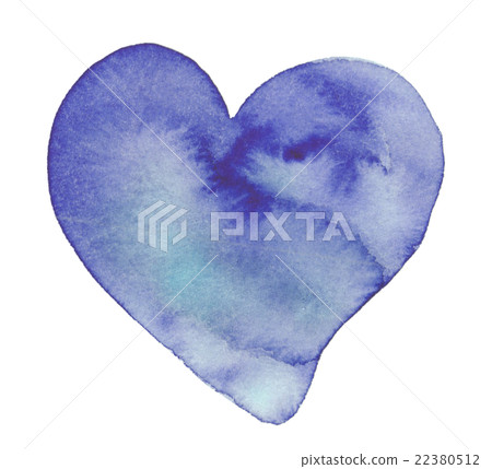 Watercolor hand-painted blue water color heart - Stock Illustration ...