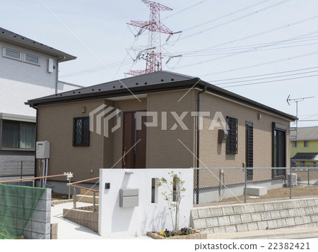 Residential flat house Housing wooden 1 story image Aging Social entrance approach to handrail installation 22382421