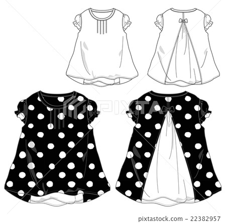 Polka dotted puff sleeve T / design drawing 22382957