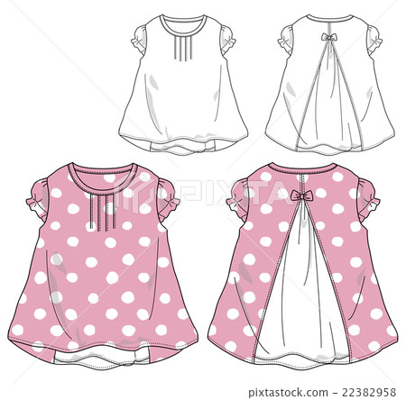 Polka dotted puff sleeve T / design drawing 22382958