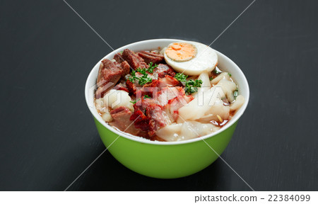 Crunchy Pork Soup on black background Crunchy Pork Soup on black background 22384099