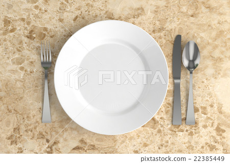 empty plate, spoon, fork and knife 22385449