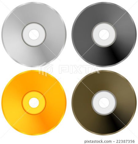 Colorful Realistic Compact Discs Isolated Colorful Realistic Compact Discs Isolated 22387356