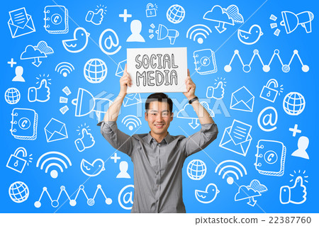 Young businessman present social media communication concept 22387760