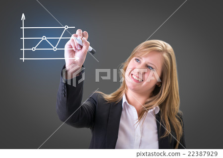Young businesswoman drawing social media icon 22387929