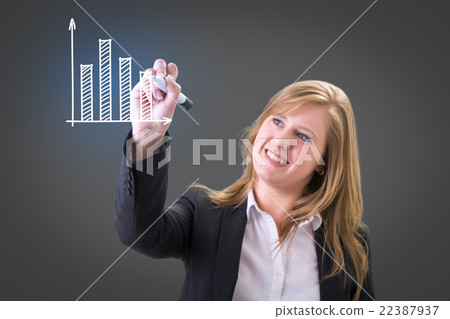 Young businesswoman drawing social media icon 22387937
