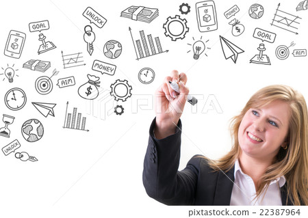 Young businesswoman drawing social media  22387964