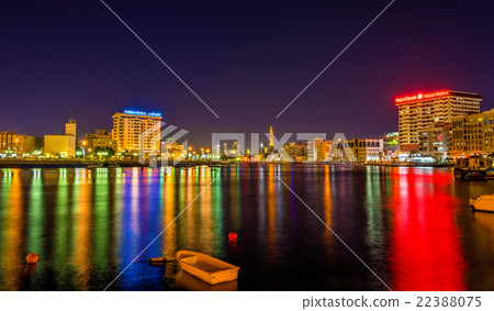 View of Dubai Creek in the evening, UAE 22388075