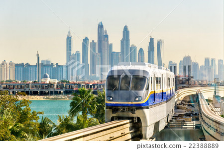 Train arriving at Atlantis Monorail station in Train arriving at Atlantis Monorail station in 22388889