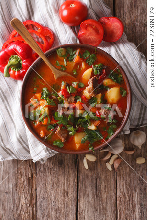 Tasty Hungarian goulash soup bograch 22389179