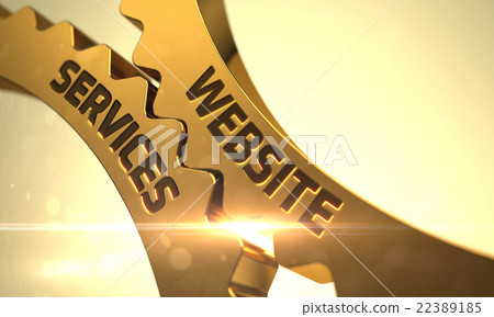 Website Services Concept. Golden Metallic Cog 22389185