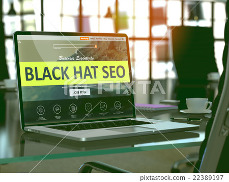 Laptop Screen with Black Hat Seo Concept. Laptop Screen with Black Hat Seo Concept. 22389197