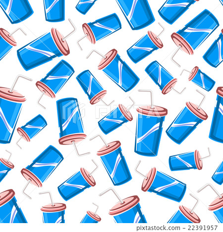 Takeaway blue cups of sweet soda seamless pattern 22391957
