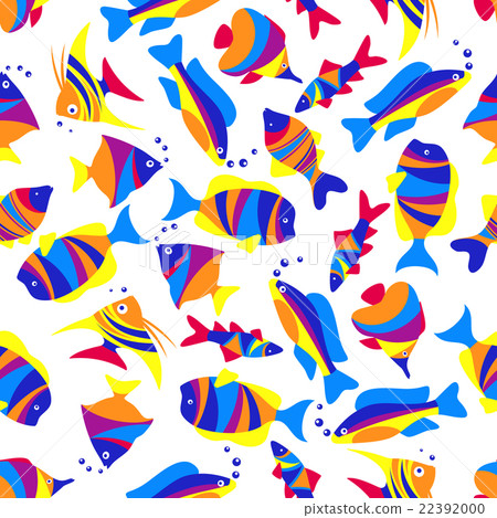 Seamless colorful exotic fishes pattern Seamless colorful exotic fishes pattern 22392000