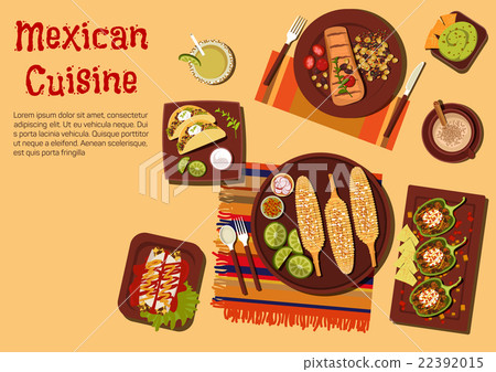 Grilled dishes of mexican cuisine for picnic icon Grilled dishes of mexican cuisine for picnic icon 22392015