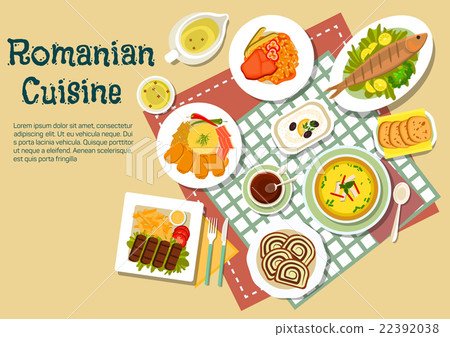 Romanian traditional festive dishes flat icon 22392038