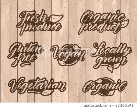 Retro styled healthy food letterings. Label, logo 22396141