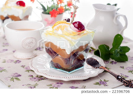 Sweet dessert in glass  22396706