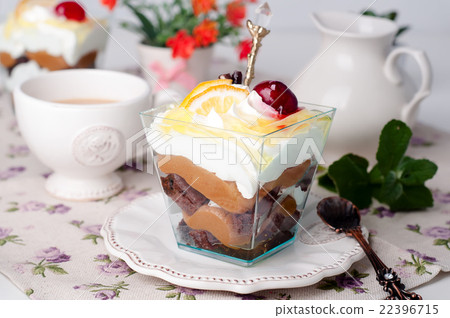 Sweet dessert in glass  22396715
