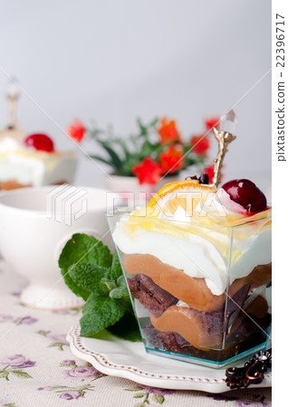 Sweet dessert in glass  22396717