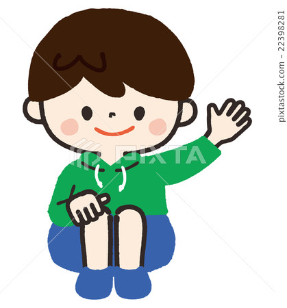 Boys crouch posing pose up hands - Stock Illustration [22398281] - PIXTA