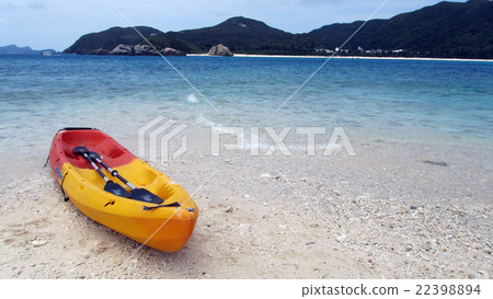 Kayak and beach Kayak and beach 22398894