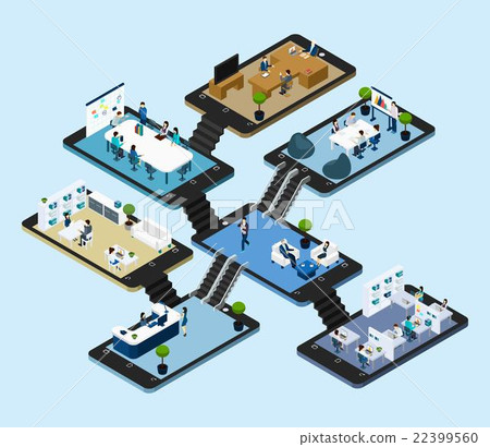 Online Office Isometric Icon 22399560