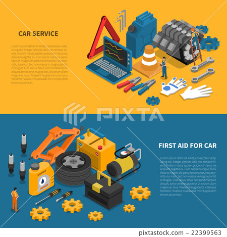 Car Service Tools Isometric Banner Set Car Service Tools Isometric Banner Set 22399563
