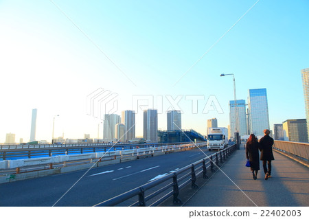 沿著隅田川(夜景)的Harumi Ohashi和江東區豐洲的風景 沿著隅田川(夜景)的Harumi Ohashi和江東區豐洲的風景 22402003