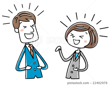 插圖素材：西裝女男笑和說話 22402978