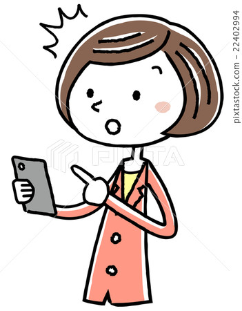 Illustration material: business suit female smartphone operation 22402994